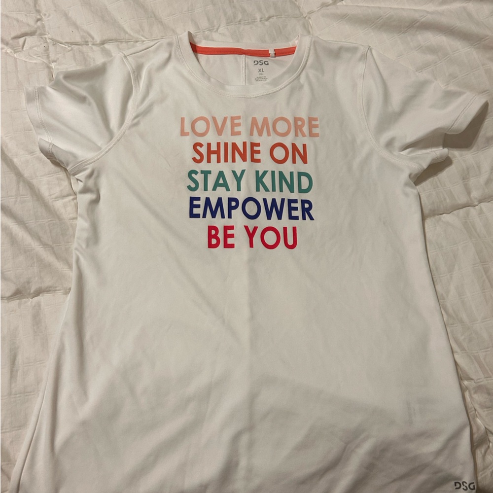 DSG White Tee with Colorful Empowering Print